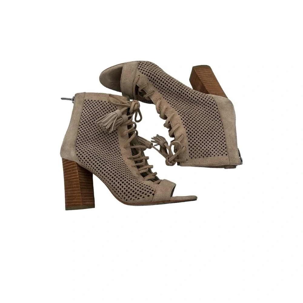 Marc Fisher Shaini Perforated Lace-up Peep Toe Ankle Booties